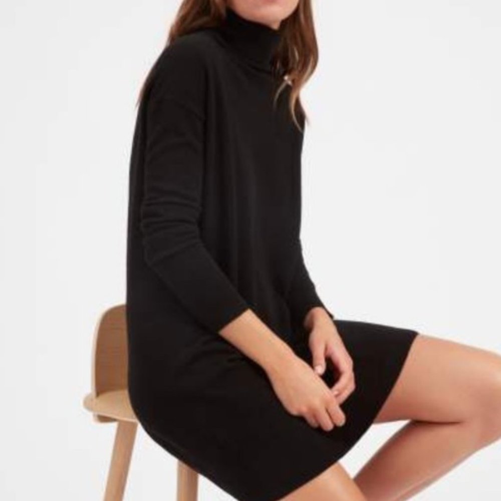 EUC Everlane Cashmere Dress Turtleneck Black Large